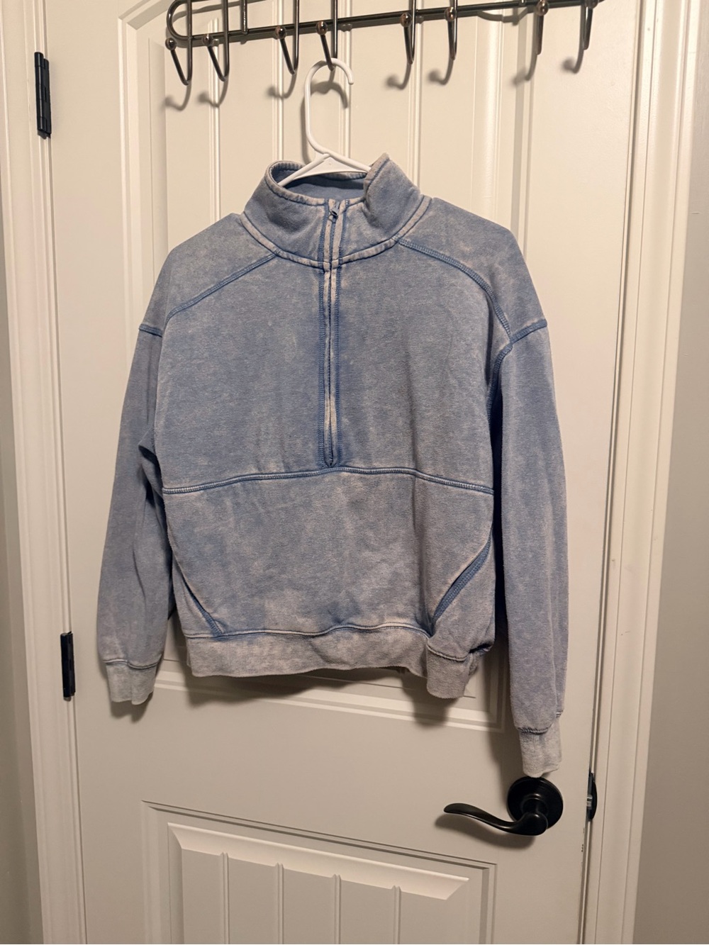Washed Light Blue Half-Zip Pullover